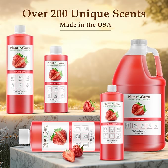 Strawberry Fragrance Oil 8 fl. oz. Scented Oil for DIY Soap Making, Candles, Bath Bombs, Body Butters. Used in Aromatherapy Diffusers, Burners and Warmers. Great Addition to Lotions and Creams.