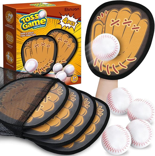 4 Pack Catch Ball Game Set, Outdoor Toys for Kids Ages 4-8-12, Baseball Training Glove for Sports, Summer Toys Pool Beach Backyard Lawn Games for Toddlers Kids Family, Fun Ideal Gifts