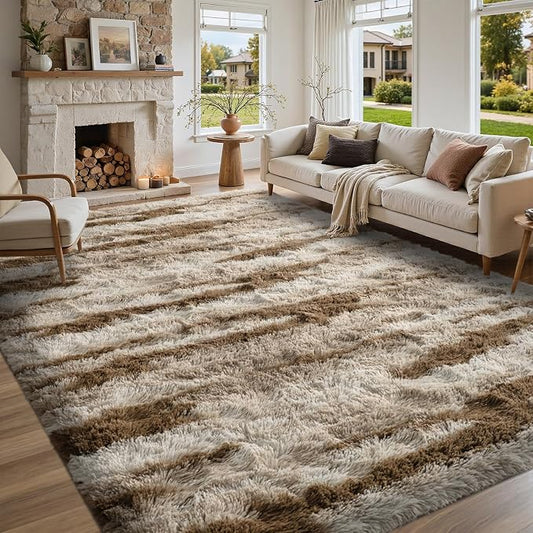 5x7 Ft Fuzzy Rugs for Bedroom,Khaki Neutral Area Rug Non-Slip,Carpet for Living Room Nursery Kids PlayRoom Indoor Modern Plush Carpets