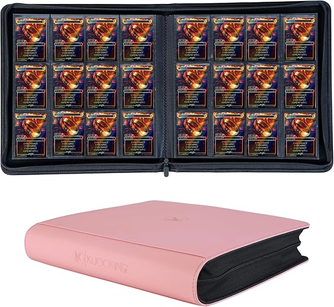 1200+ Pockets Trading Card Binder, 12-Pocket Card Ablum Compatible with lorcana,MTG,Sports Cards & Other Standard Size Trading Card (PINK)