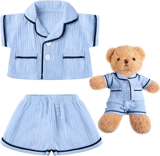 Hungdao Bear Clothes Pajamas Make Your Own Animals Outfits Fits Most 14 Inches Bear Accessories (Blue)