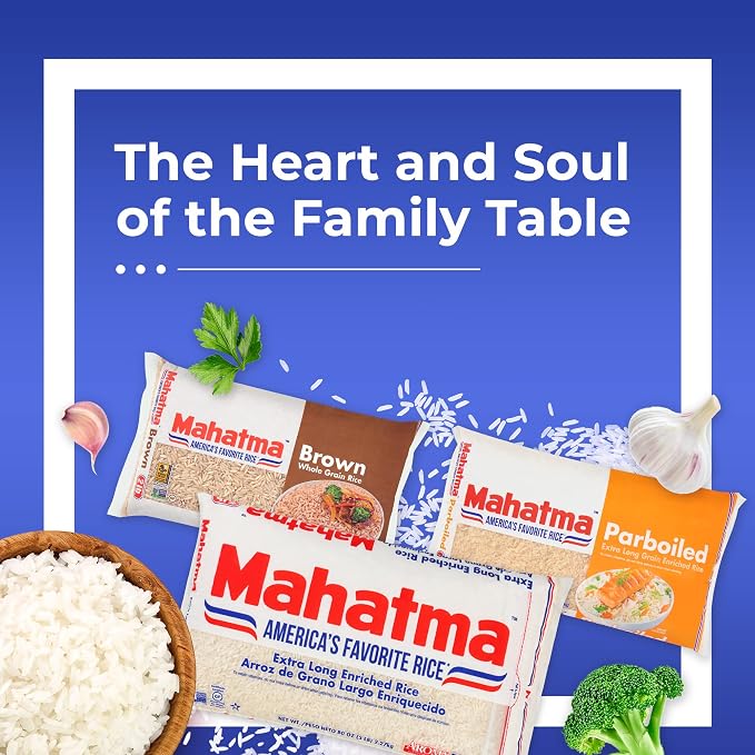 Mahatma Extra Long Grain Rice 5 Pound Rice-Bag, Gluten Free and Non-GMO White Rice Bulk Bag, (Pack of 4)
