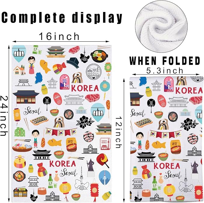 JNIAP Seoul Korea Kitchen Towel Seoul Korea Lover Gifts Korea Kitchen Decor Seoul Korea Themed Gifts Korea Dish Towel (Korea KT)
