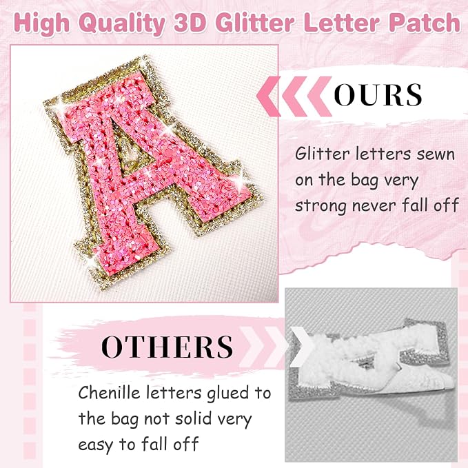 Small Personalized Initial A-Z Patch Makeup Bag,White Cute PU Leather Glitter Letter Cosmetic Bag for Teen Girls,Travel Toiletry Bag with Zipper,Preppy Monogrammed Birthday Gift for Daughter Niece B