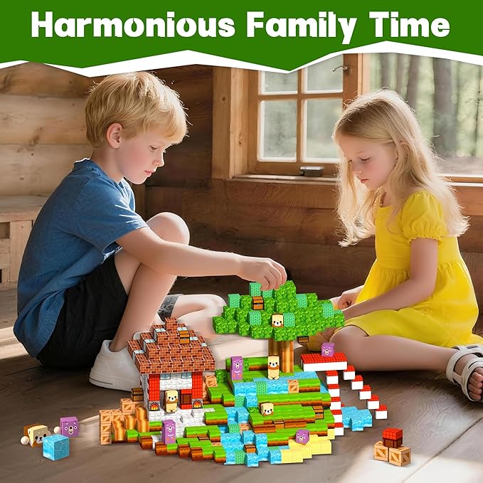 Magnetic Building Blocks-Magnetic Cubes Green Forest Set Creative Magnet Toys Blocks Stacking for Kids STEM Preschool Educational Gifts for Toddler Ages 4-8 Boys and Girls(150pcs 0.8in)