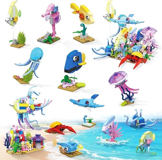 Party Favors for Gifts, 12 in 2 Creative Building Set Mini Sea World, Classroom Prizes Goodie Bag Fillers Stuffers, Birthday Halloween