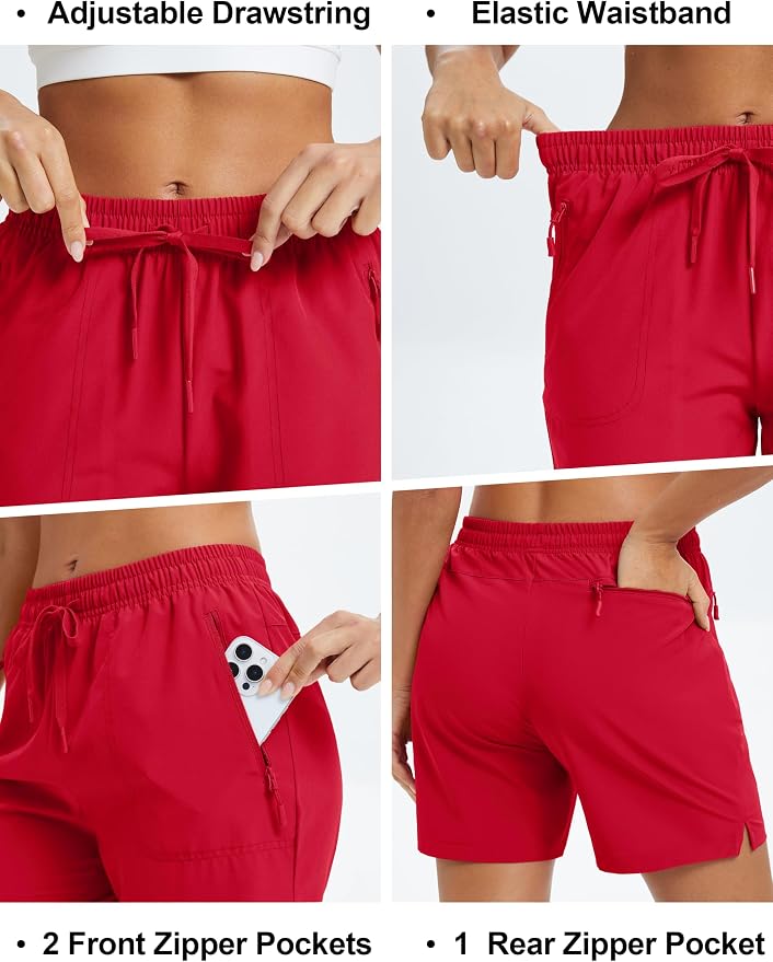 MAGCOMSEN Women's 5" Hiking Shorts UPF 50+ Quick Dry Lightweight Athletic Running Golf Summer Casual Shorts with Pockets