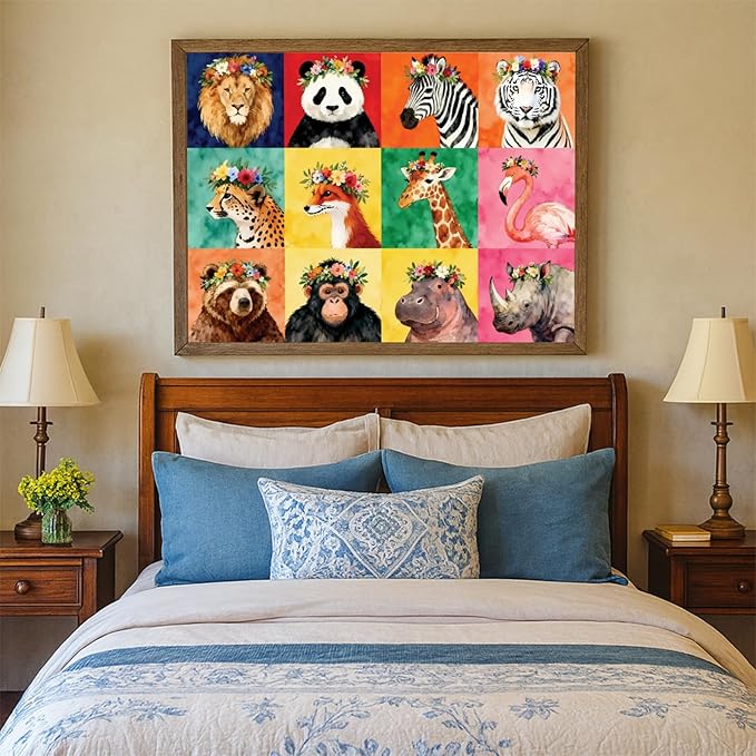 Puzzles for Adults 1000 Pieces - Beast-Themed Colorful Jigsaw Puzzles, Fun Family Game, Challenging Brain Teaser, 28 x 20 in, Great Gift Idea & Home Decor (Floral Beasts)