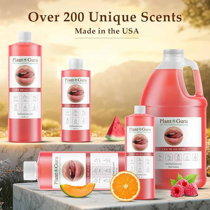 Lick Me All Over Fragrance Oil 4 fl. oz. Scented Oil for DIY Soap Making, Candles, Bath Bombs, Body Butters. Used in Aromatherapy Diffusers, Burners and Warmers. Great Addition to Lotions and Creams.