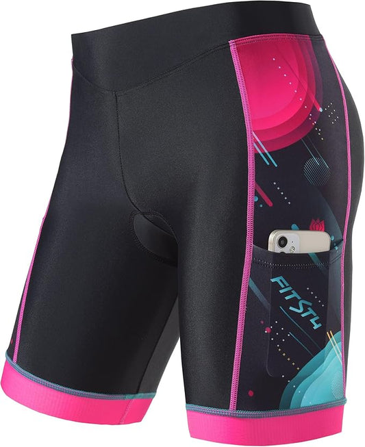 FitsT4 Sports Kids Cycling Bike Shorts Boys Girls Printed Biking Shorts with Pockets