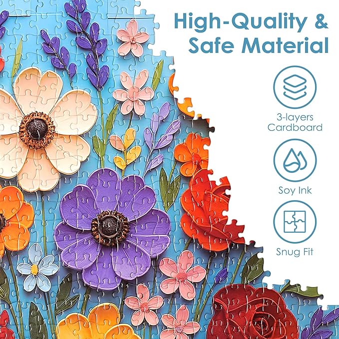 Flower Jigsaw Puzzles for Adults 1000 Pieces, Impossible Puzzle, Nature Plant Puzzle, Spring Floral, Interlock Perfectly No Dust, Home Decor, Gifts for Friend Parents, Rompecabezas (27.5x19.6 in)