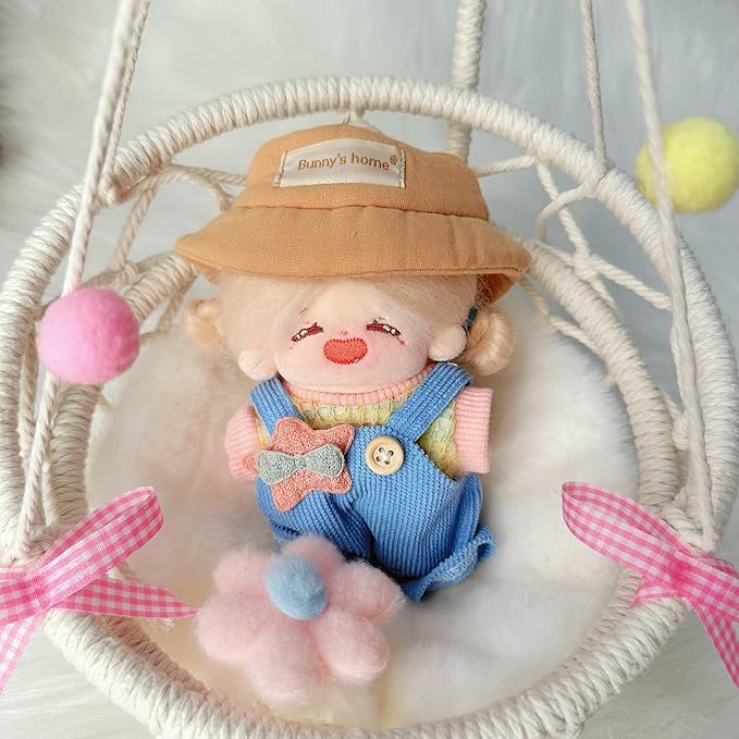 CALEMBOU Plush Doll Clothes, Cute Plush Dolll Clothes Suit for 10cm Kimmon Mimon, Kawaii 6 Inches Doll Clothes Accessories Set for Birthday Gifts (Colorful T-Shirt Set)