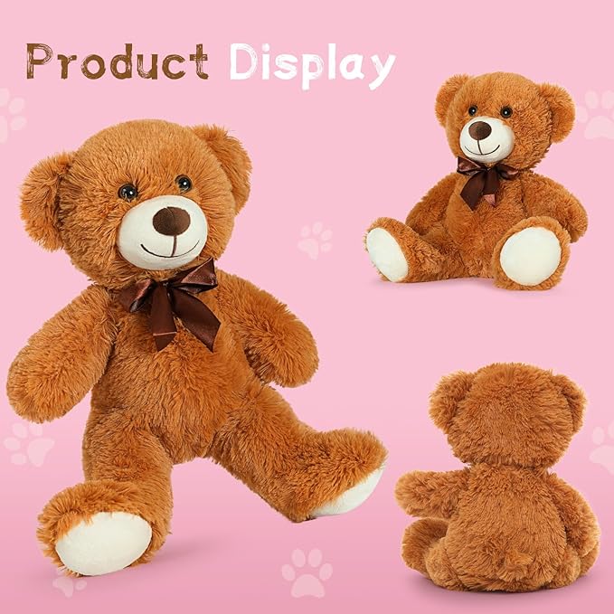 MaoGoLan Bulk Teddy Bear Baby Shower, 10 Packs Small Dark Brown Teddy Bear Stuffed Animals in Bulk,13.5" Small Stuffed Bears Plush for Wedding,Birthday,Christmas, Party Decorations