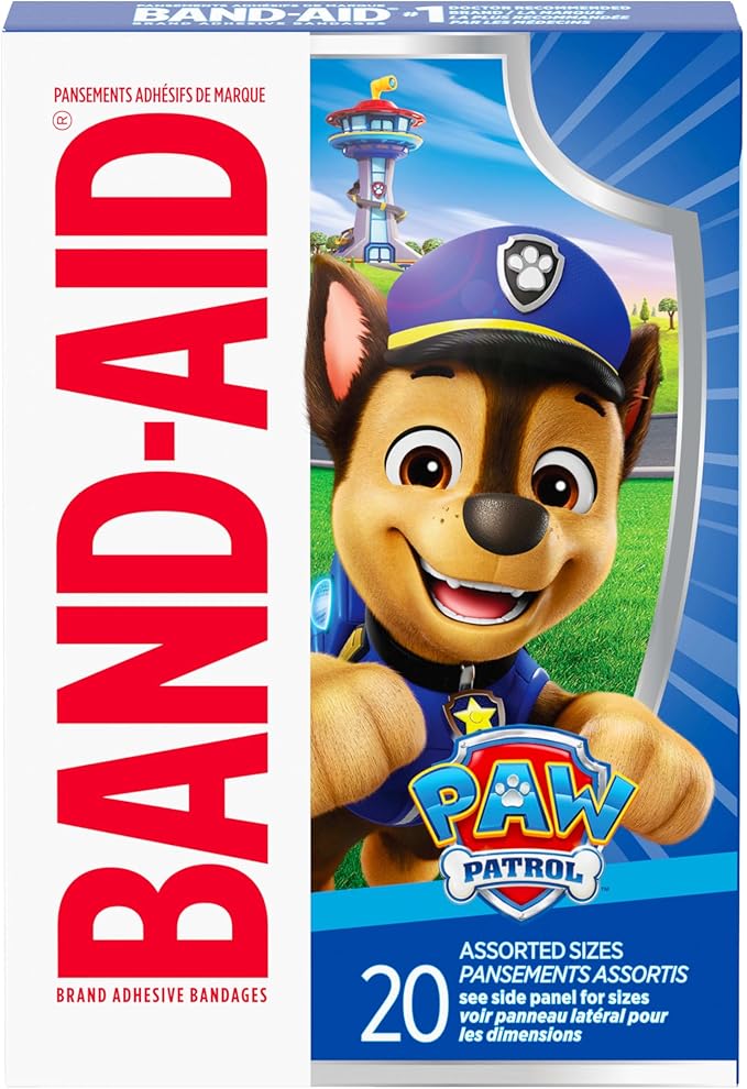 Band-Aid Brand Sterile Adhesive Individually Wrapped Bandages for Kids Featuring Nickelodeon Paw Patrol Characters, First Aid & Wound Care of Minor Cuts & Scrapes, Assorted Sizes 20 ct