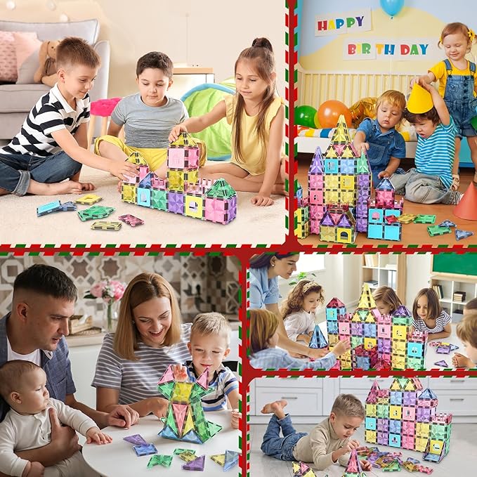 ROMDS Magnetic Tiles, Magnetic Building Blocks for Kids Ages 3+ and STEM Magnet Toys, Clear Magnet 3D Blocks Construction Playboards for Boys & Girls, Sensory Play for Preschool Learning(36 pcs)