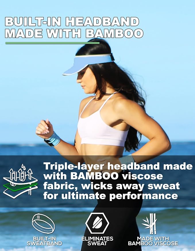Sport Visor for Women. Sweat‑Wicking Visor for Running, Pickleball, Tennis & Golf. Lightweight & Adjustable Fit