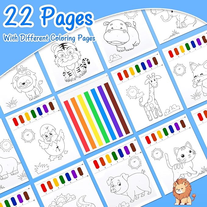 Paint with Water Coloring Books for Toddlers, Watercolor Painting Book and Drawing Art Paper for Kids Ages 3 4 5 6 7 8 Years Old, Animals Art Craft for Drawing with Brush