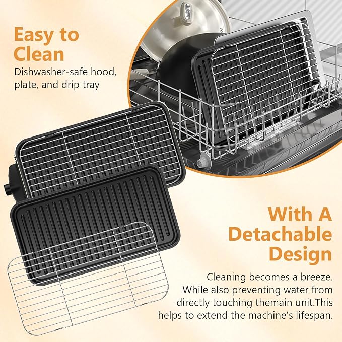 Electric Indoor Grill 1500W -2 in 1 Smokeless Indoor Grill for Kitchen with Non-stick Removable Grill & Griddle Plate,Temperature Control Korean BBQ Grill with 3 Cheese Pans Dishwasher Safe