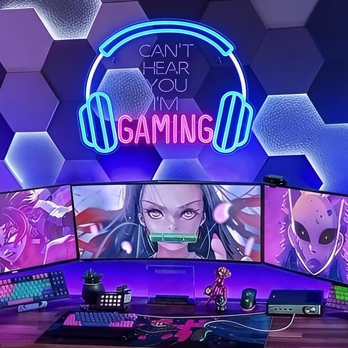 Kavaas Gamer Neon Sign, Neon Headphone Signs for Gaming Room Decor - Can't Hear You I'm Gaming Headset LED Light Sign for Teen Boys Room Decor - Best Gamer Gifts for Teenage Boys, Kids