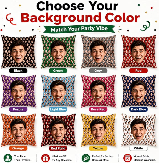 Bemaystar Custom Face Pillow, Funny White Elephant Gifts for Adults, Personalized, Custom Photo Pillow Cover, Gag Gifts for Friends Family Coworkers, Unique