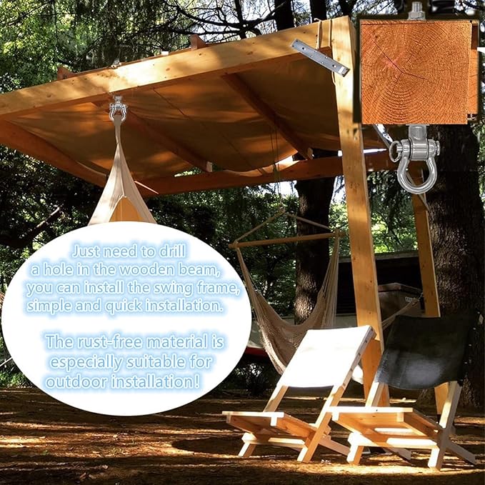 4 Heavy Duty Bearing Swing Hanger Permanent Anti-Rust (10mm) 180° Swing, 1500 LB, Wood Beam sandbag Yoga Swing Hammock Chair