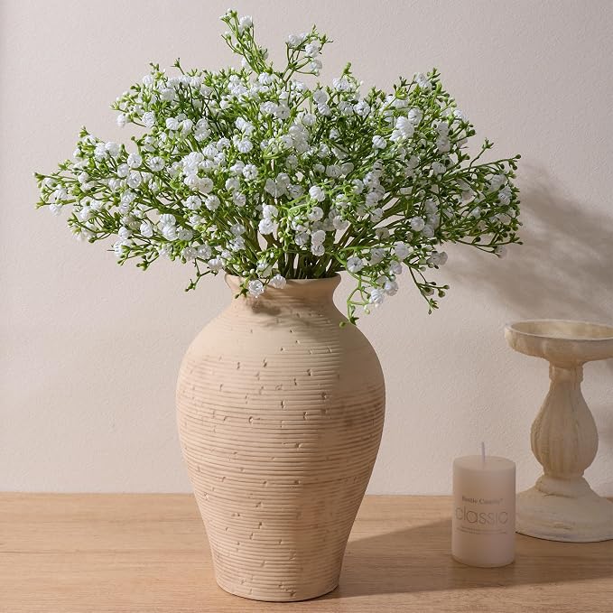 Ceramic Flower Vase Home Decor, 9 in Farmhouse Table Vase Retro Vintage Living Room Kitchen Bedroom Decoration Pottery Decorative Vases for Flowers Shelf Office Coffee Desk Dining Entryway, Rustic