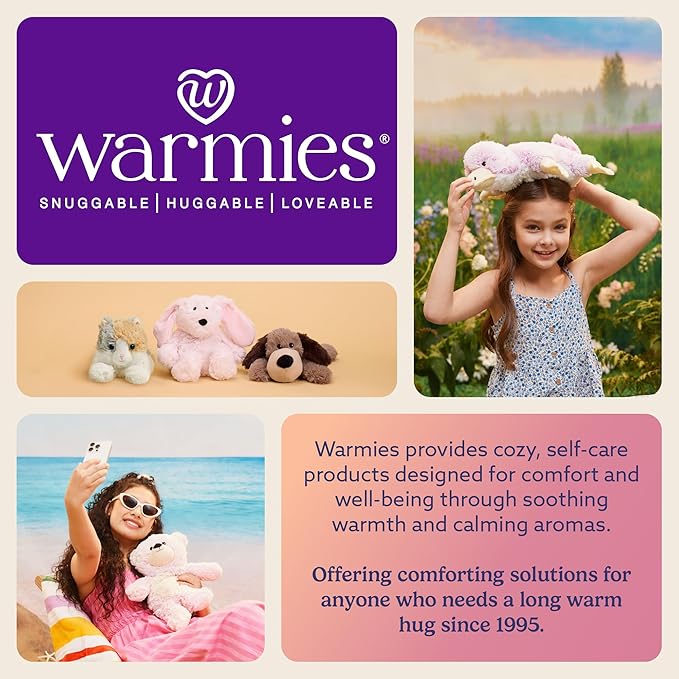 warmies Microwavable & Weighted Stuffed Animals, Pink Bear - Heated Stuffed Animal Plushie for Warmth & Comfort - Cute Soft Plush Toys for Adults & Children (Boys, Girls, Babies & Toddlers)
