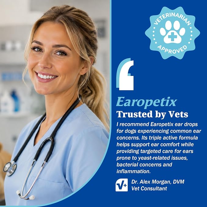 Yeast Infection Treatment for Dogs, Otitis Externa Ear Drops for Dogs, Supports Yeast Ear Infection Care & Ear Wellness, Supports Ear Comfort, Itching, Redness & Discomfort, 1.01 fl oz (30 mL)