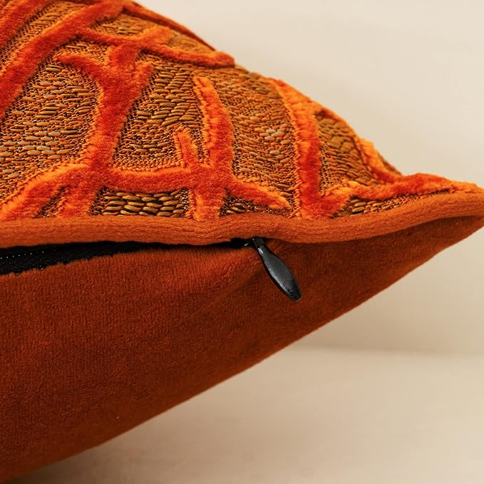 Burnt Orange Twigs Throw Pillow Cover Branches Velvet Cushion Case Neutral Pillowcase for Sofa Couch Bedroom Living Room Home Decor,20x20 Inch