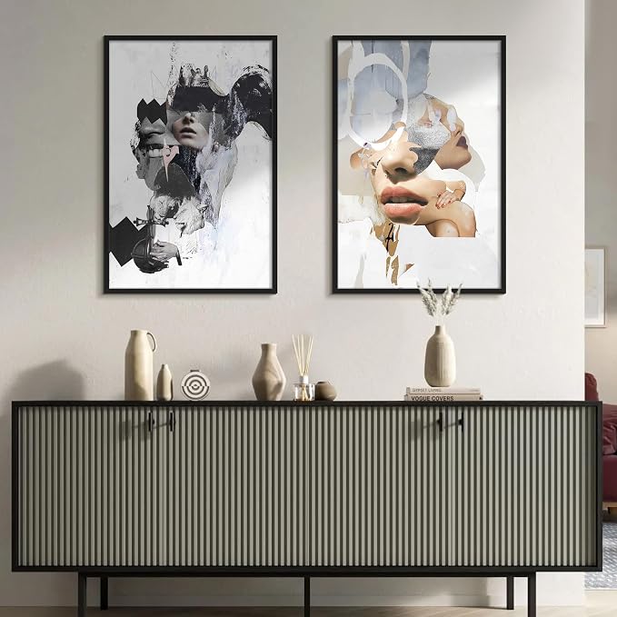 upsimples 24x36 Poster Frame, Display Pictures 20x30 with Mat or 24 x 36 Without, Wall Hanging Picture Frames, Black, 1 Pack