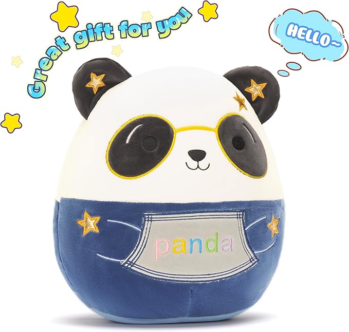 Original 12-Inch Panda Pillow Plush Stuffed Animal Toy,Big Size Soft Cute Fat Cuddle Huggable Adorable Plushy Toys,Gift for Kids