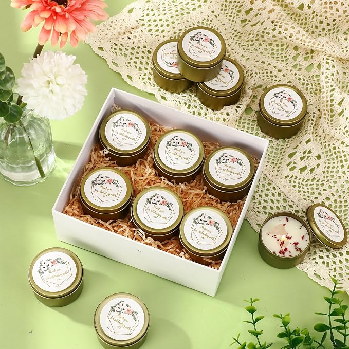 Nuanchu 20 Pcs Wedding Candles Favors for Guests Bulk 3 oz Thank You Soy Wax Flower Scented Candles Jar for Birthday Wedding Bridal Baby Shower Party Gift