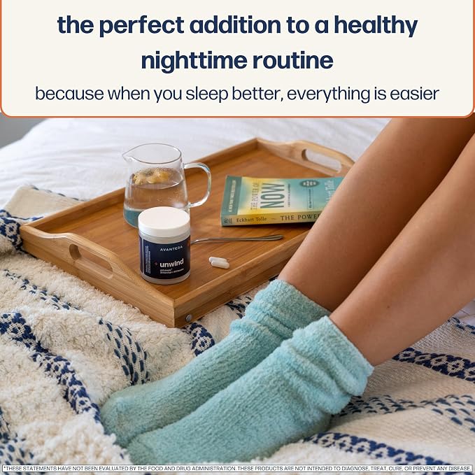 Avantera Unwind - Stress and Sleep Supplement for Adults - Support Healthy Stress Levels & Improve Sleep Efficiency - Magnesium, Melatonin, Ashwagandha, & More - 56 Vegan Capsules
