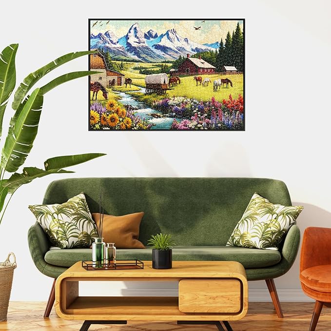 Sutinban 1000 Piece Puzzle for Adults,Snow Mountain Pastoral Jigsaw Puzzle 1000 Pieces,Serene and Simple Lifestyle Jigsaw Puzzles,Great Gift for Puzzle Lovers 27.5''X19.7''