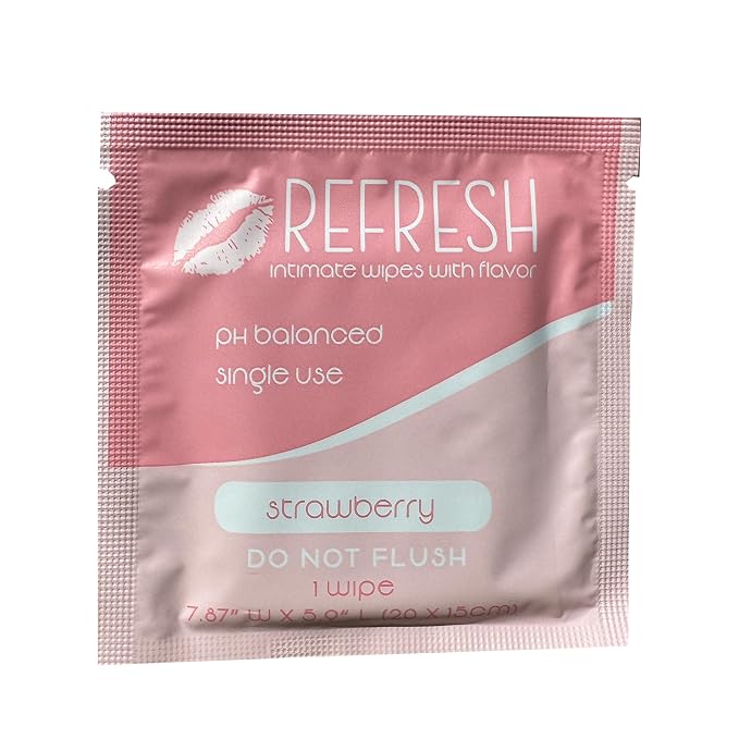 Flavored Feminine Wipes for Women - 20 Count -, Individually Wrapped - pH Balanced Flavored Intimate Wipes - (Strawberry)