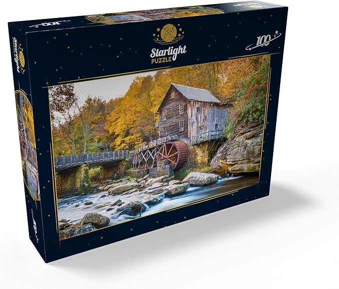 MyPuzzle Babcock State Park, West Virginia, USA at Glade Creek Grist Mill During The Fall Season - Premium 100 Piece Jigsaw Puzzle for Adults