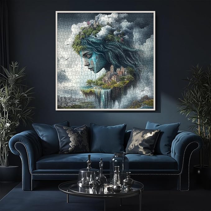 Magic Landscape Women Puzzles for Adults 1000 Pieces Nature, Cloud City Wonders Scenic Art Jigsaw Puzzles, Fantasy Scenery Aesthetic Impossible Hard Difficult Challenging Puzzle