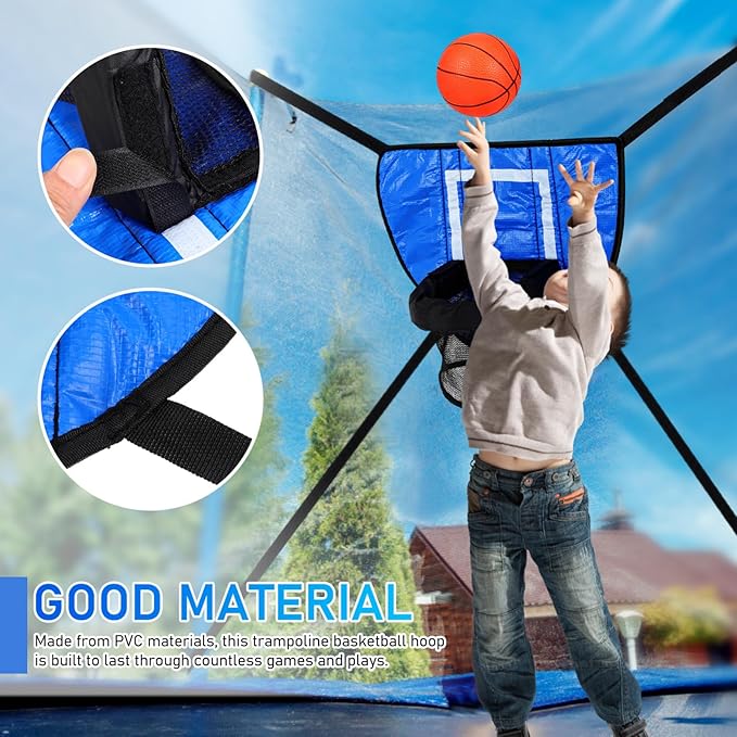Toyvian Trampoline Basketball Hoop Attachment - Basketball Hoop Goal with 3 Balls 1 Pump for Trampoline Accessories Outdoor
