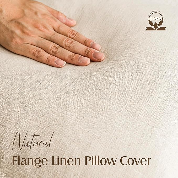 Foindtower Pack of 2, Decorative Linen Solid Throw Pillow Covers Soft Accent Cushion Case Boho Farmhouse Neutral Pillowcase for Couch Sofa Bed Living Room Home Decor 22 x 22 Inch Natural Beige