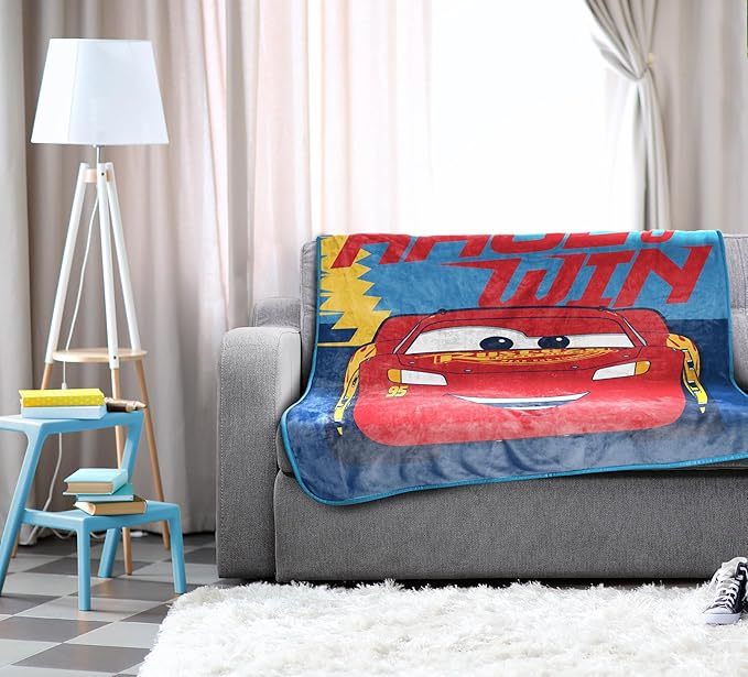 Jay Franco Kids Plush Throw Blanket – Soft & Cozy Fleece Throw for Bedroom & Couch Décor, Official Licensed Product, Blue - Cars, 46x60 - Throw Blanket