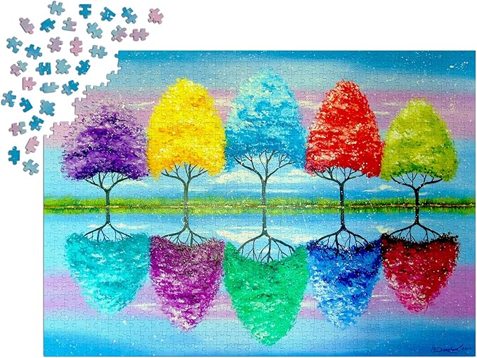 Trees Landscape of Nature Seasons – 1000 Pieces Jigsaw Puzzle for Adults – Matte Finish, Soft Touch, Easy to Assemble, Tight Fit, Vivid Colors, Missing Pieces Service