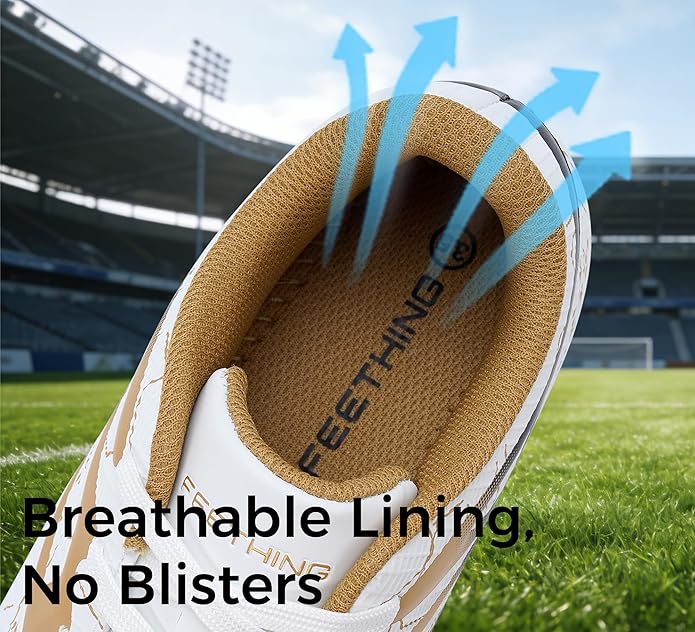 Kids Soccer Cleats Firm Ground - Lightweight Breathable Football Shoes for Boys Girls Youth Outdoor Training on Natural Grass