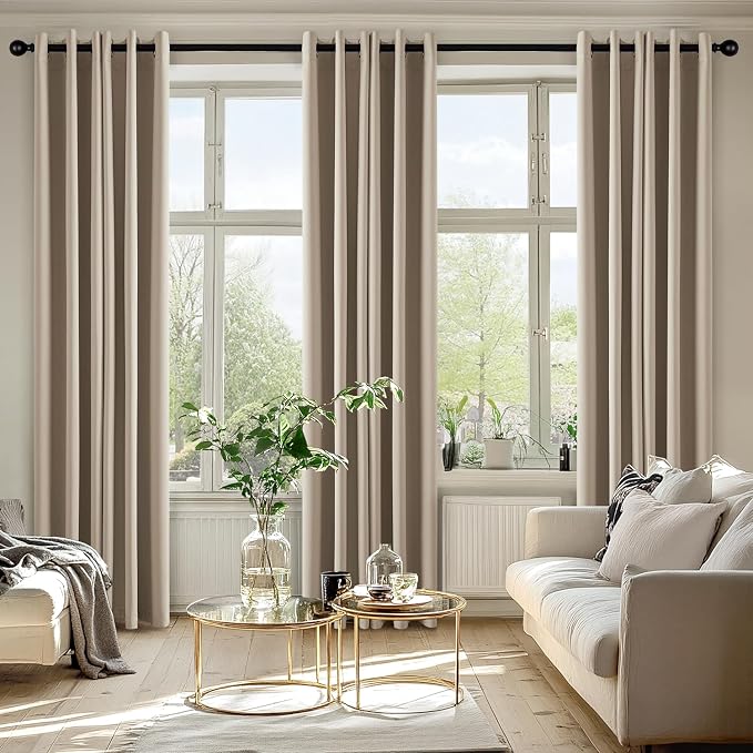 MIULEE Blackout Curtains for Bedroom 2 Panels 40 x 72 Inch Long Taupe | Thermal Insulated, Living Room Darkening Grommet Drapes, Noise Reducing, Light Blocking Window Treatments