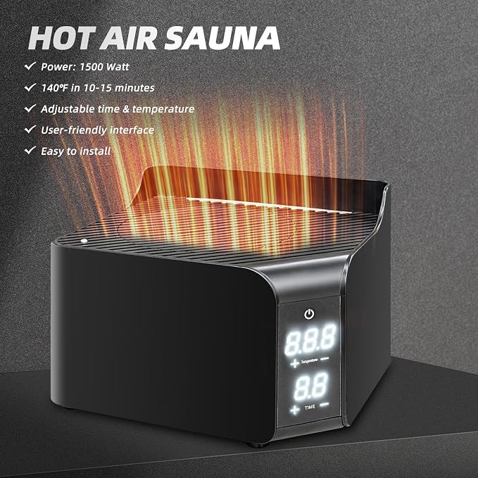 Gollense Red Light Sauna with Hot Air Machine, Portable Dry Sauna for Home with Infrared 660nm Red Light Therapy, 1500W High Power & 6ft-Tall One Person Dry Sauna Box with Foldable Chair, Black