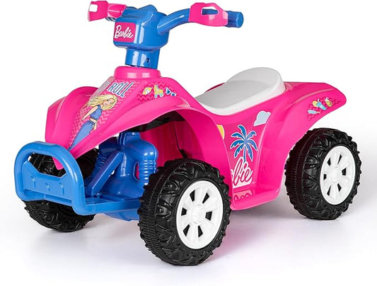 Barbie - 6V ATV Quad for Kids, Powerful and Safe Ride-On Toy with Rechargeable Battery, Forward and Reverse Driving, Max Weight Capacity of 55 LBS, Ages 2-3 Years