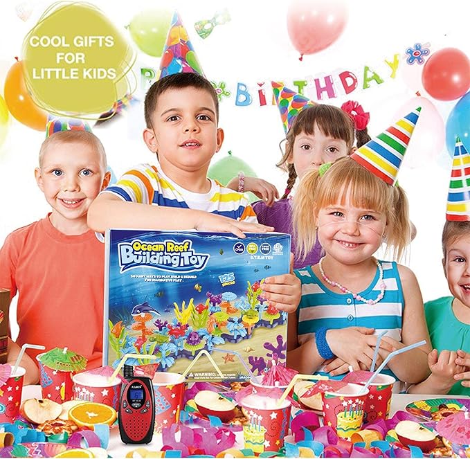 Ocean Reef 125 pcs Building Toy Set for Toddlers and Kids Age 3, 4, 5, 6 Year Old Boys and Girls Stacking Reef Garden Building Toy STEM (125 pcs)
