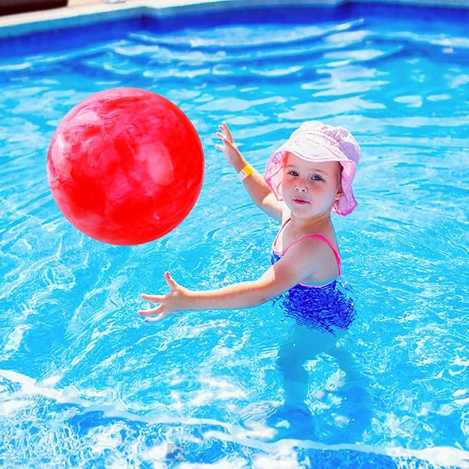 2 Pcs Marbleized Bouncy Balls for Kids Large-Sized Ball Inflatable Rubber Playground Sensory Balls for Beach Pets Indoor Outdoor Kickball Water Balls