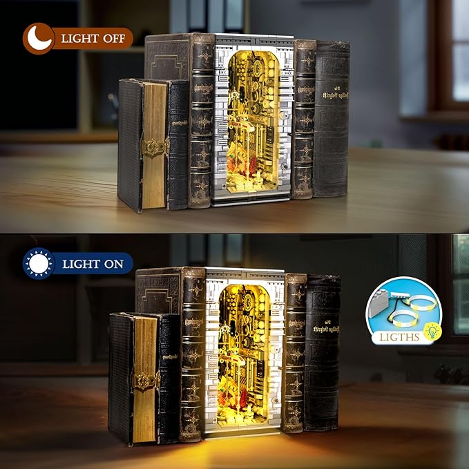 Bookend Building Set with Light, Star Planet Book Nook Building Kit 66030, Bookshelf Home Decor, 2879 PCS Booknook Model Toy Kit, Gift for Adults