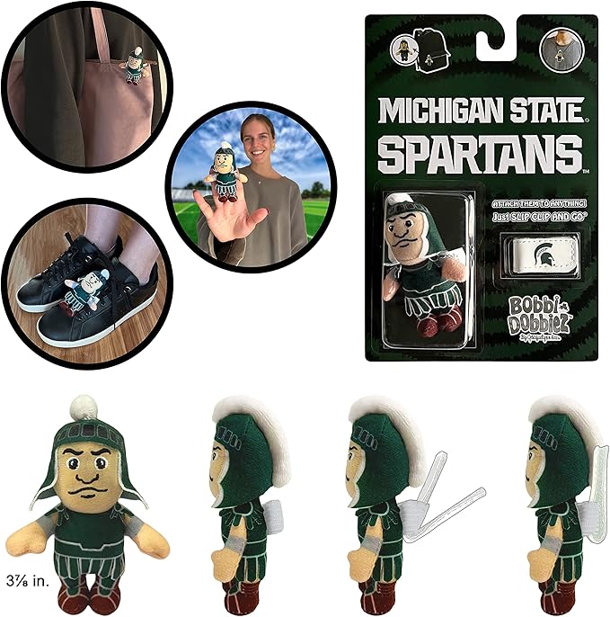 Bobbi-Dobbiez Attachable Plushie Michigan State University Sparty Mascot – Attaches to Backpacks, Bags, Shoes, Water Bottles, and More
