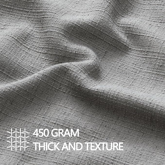 MIULEE Thick Textured Euro Sham Throw Pillow Covers 24x24 Inch Grey | Set of 2, Decorative Linen Blend Pillow Cover, Flange Edge Design, Farmhouse Modern Boho Style, Bed Couch Living Room Decor